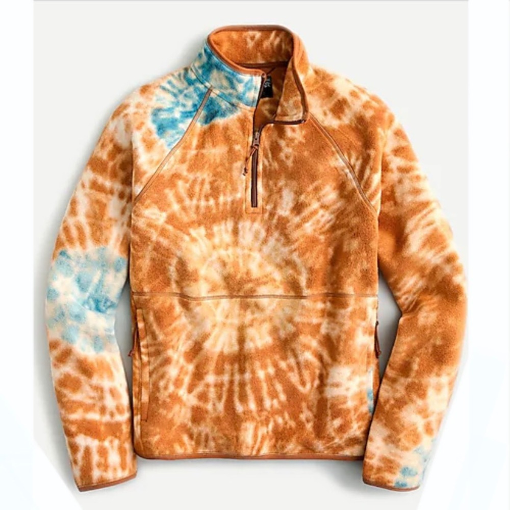 NEW J. Crew Micro Fleece Half-Zip Pullover Tie Die